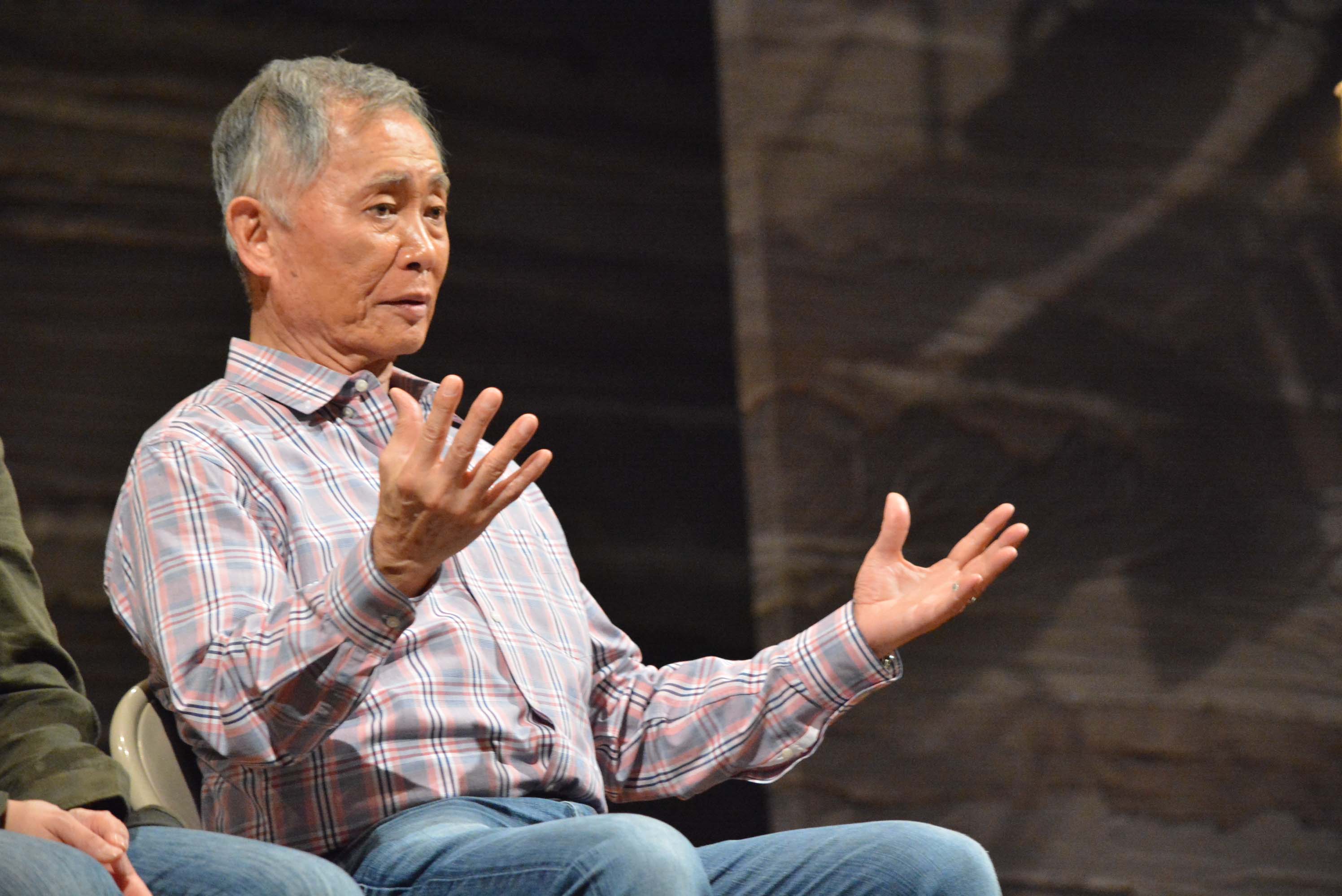 George Takei answers audience questions during a talkback session after a performance of "Allegiance."