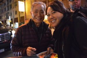 George Takei and other cast members signed autographs after a performance of "Allegiance" at the Longacre Theatre on Broadway. 