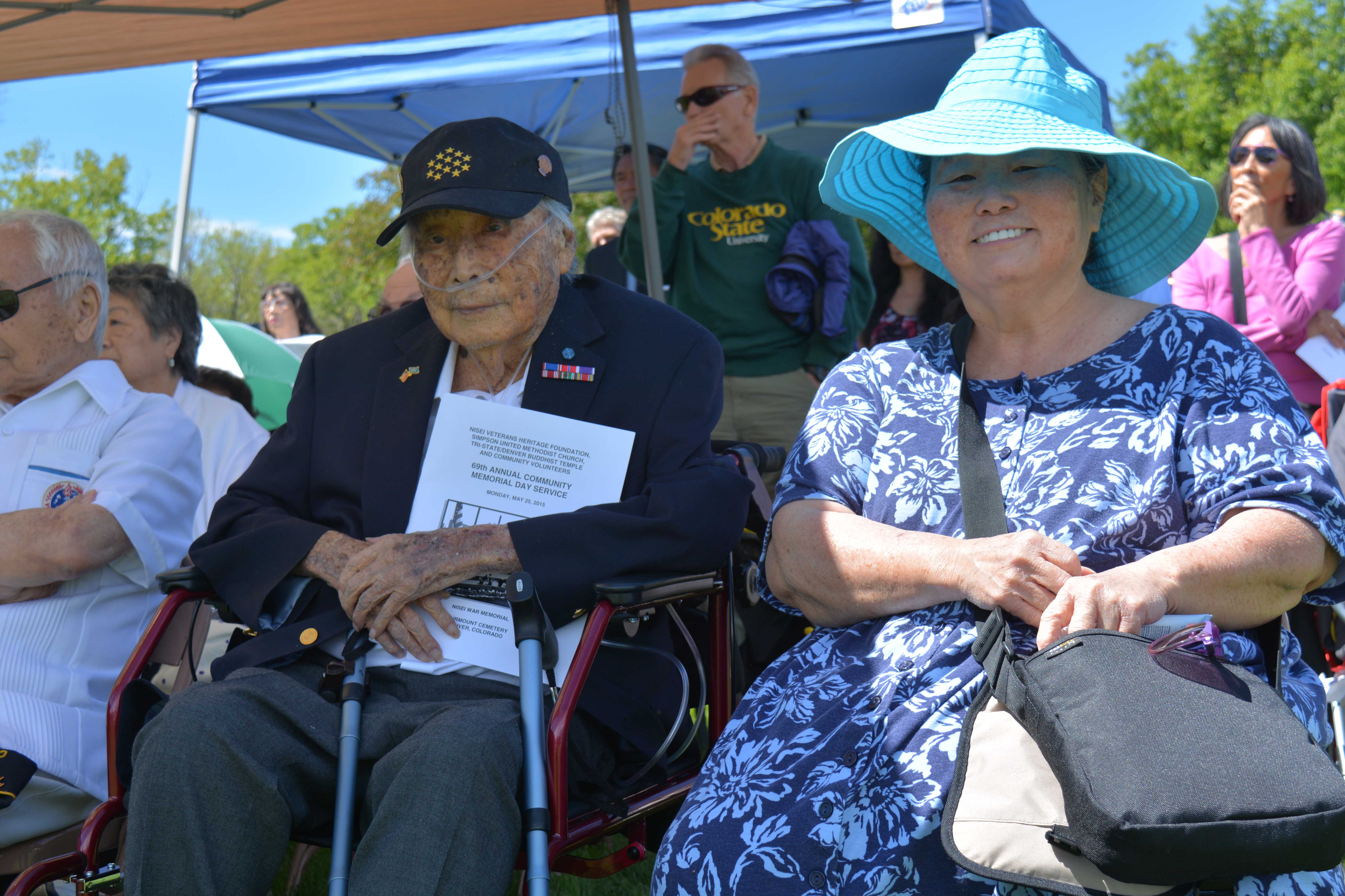 Joe and his daughter Leslie Sakato at the 2015 Memorial Day service for Nisei Veterans in Denver.