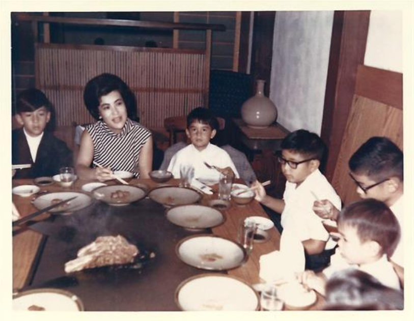 Asakawas at Benihana, circa 1969